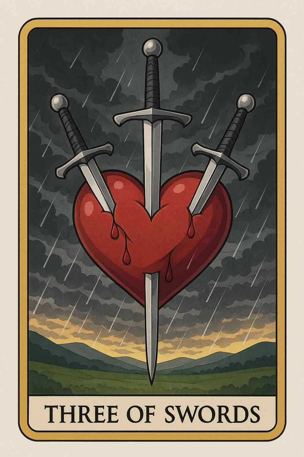Three of Swords tarot card
