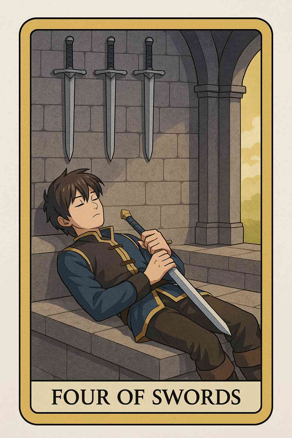 The Four of Swords tarot card