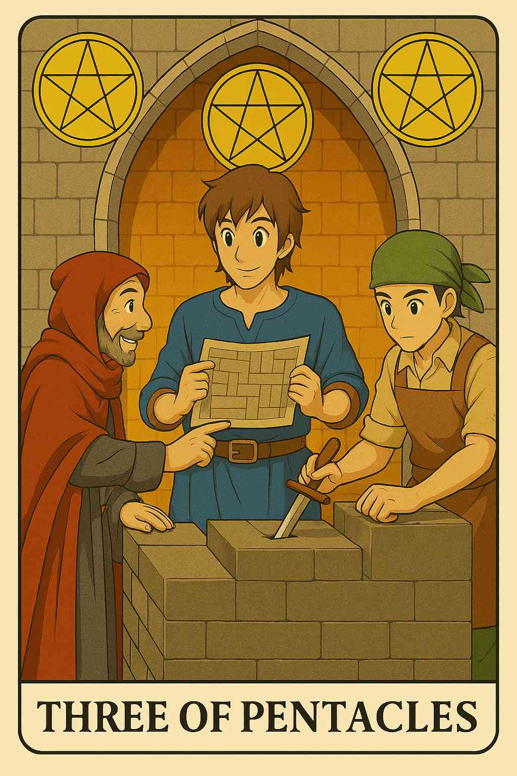Three of Pentacles tarot card