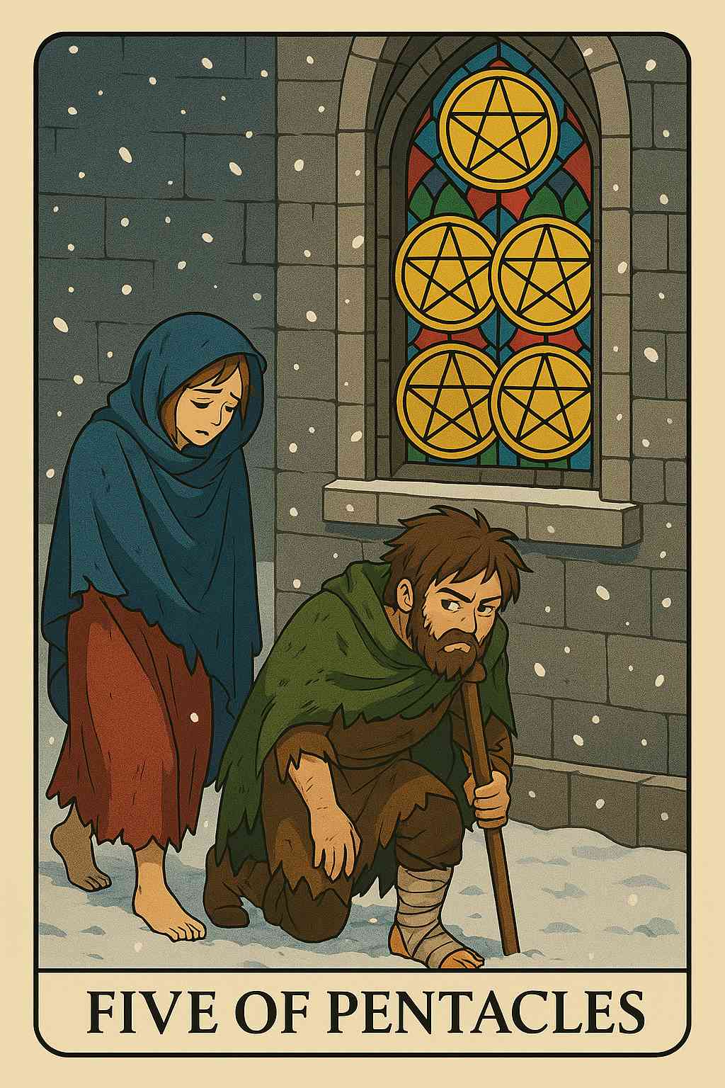 Five of Pentacles tarot card