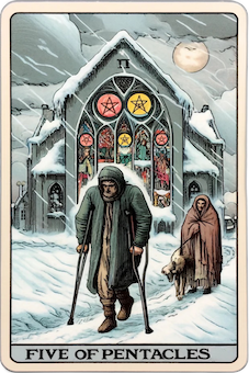 Five of Pentacles tarot card