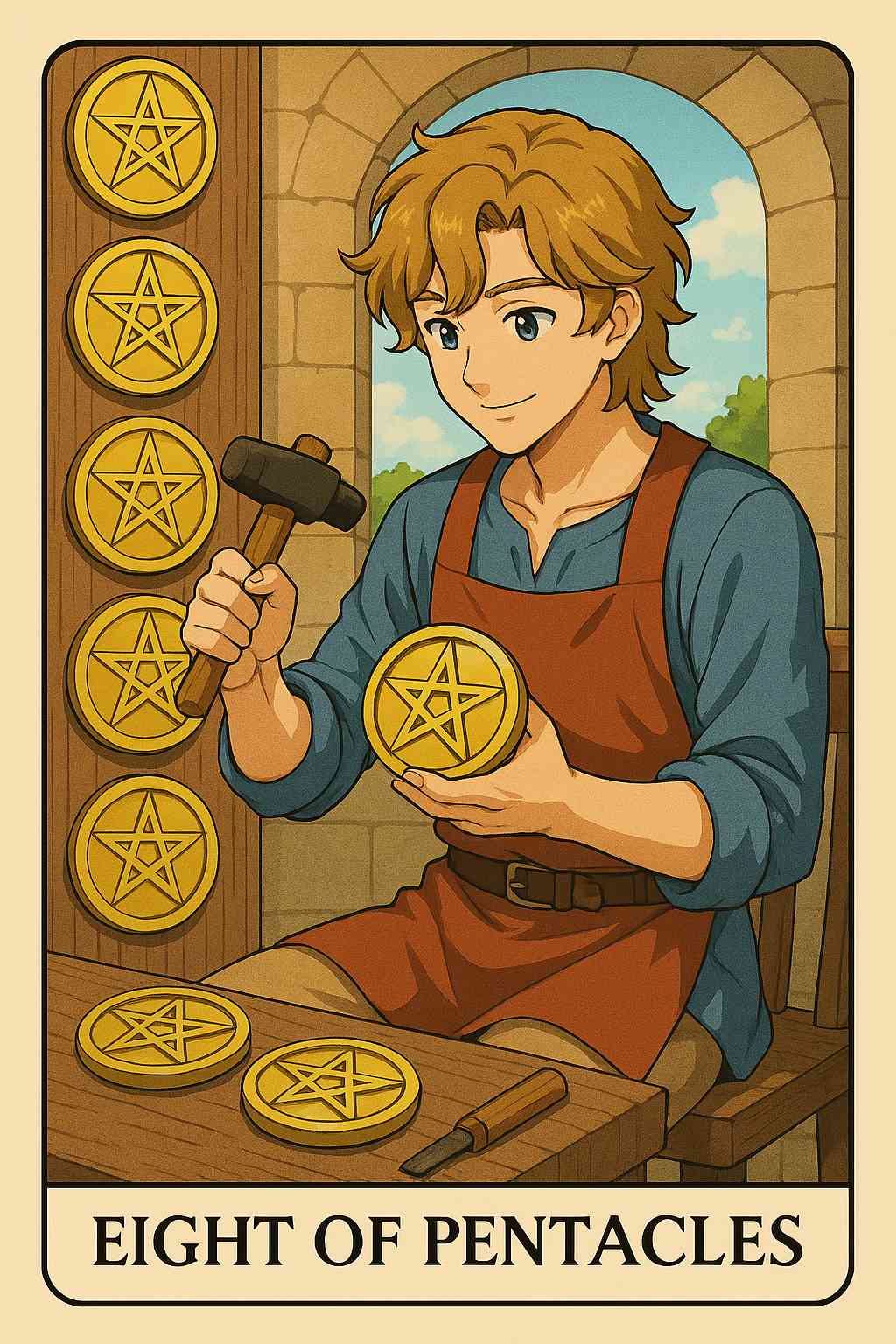 Eight of Pentacles tarot card