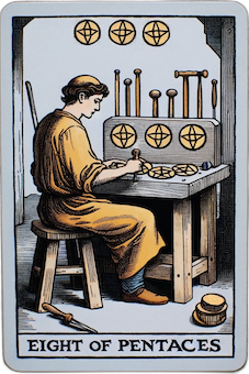 Eight of Pentacles tarot card