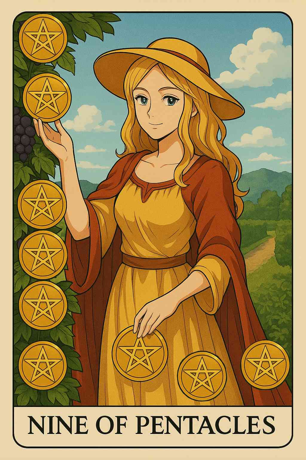 Nine of Pentacles tarot card